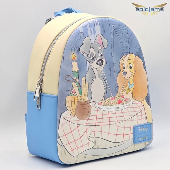 Loungefly Disney Lady And The Tramp Spaghetti Scene Mini Backpack New - Picture 2 of 5